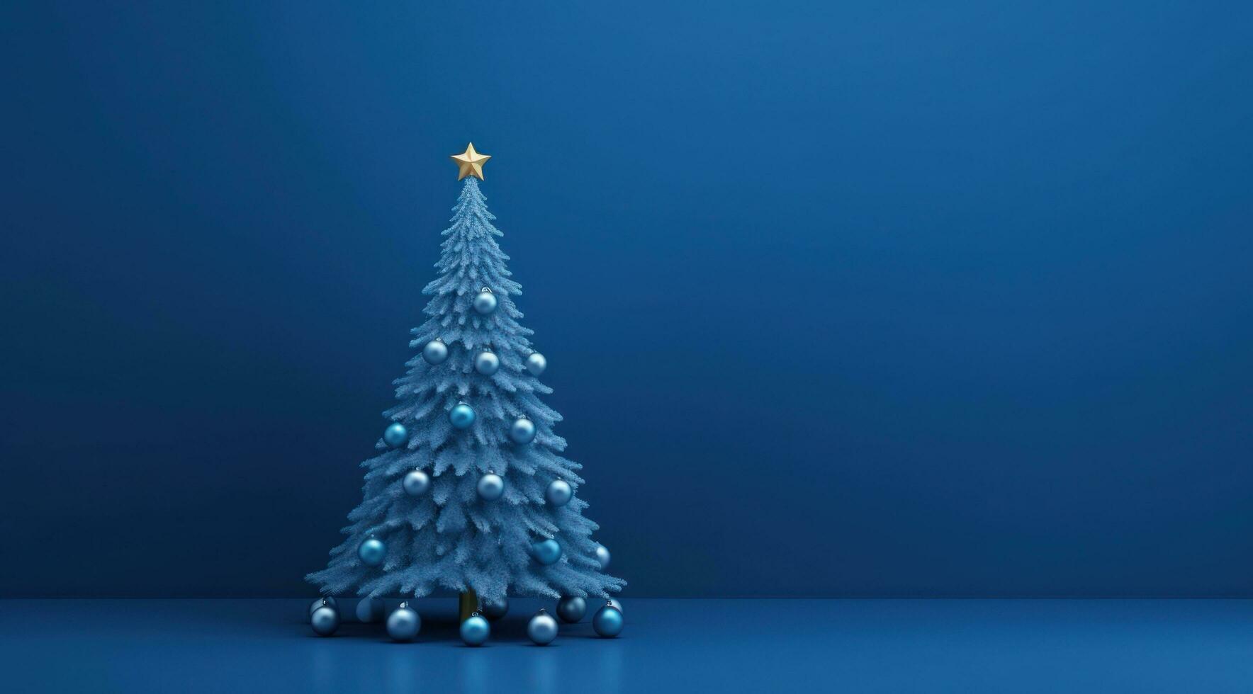 AI generated blue christmas tree on a blue background photo
