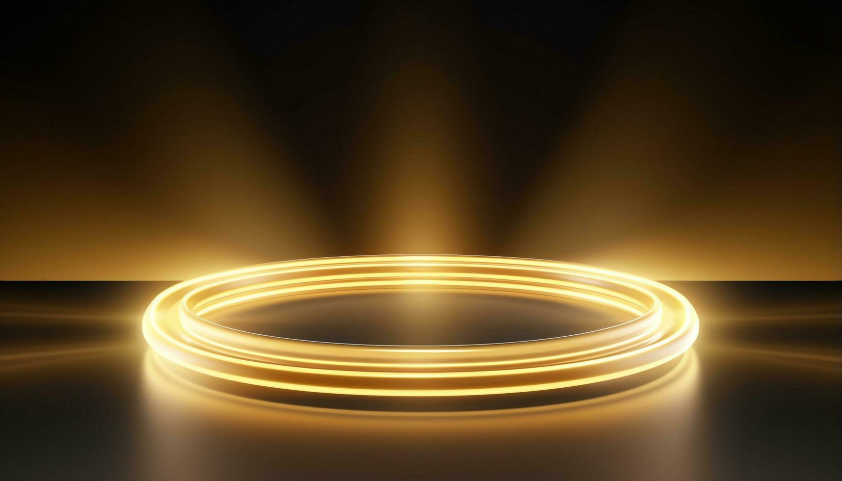 AI generated Light golden swirl. Curve golden line light effect photo