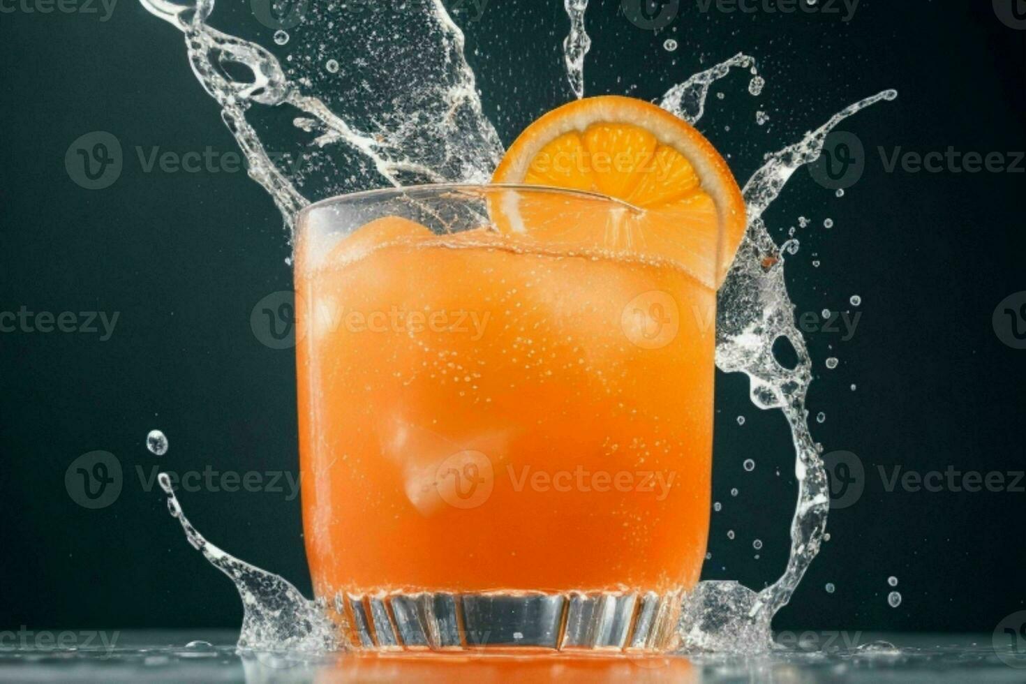 AI generated Orange punch cocktail with ice cubes. Pro Photo