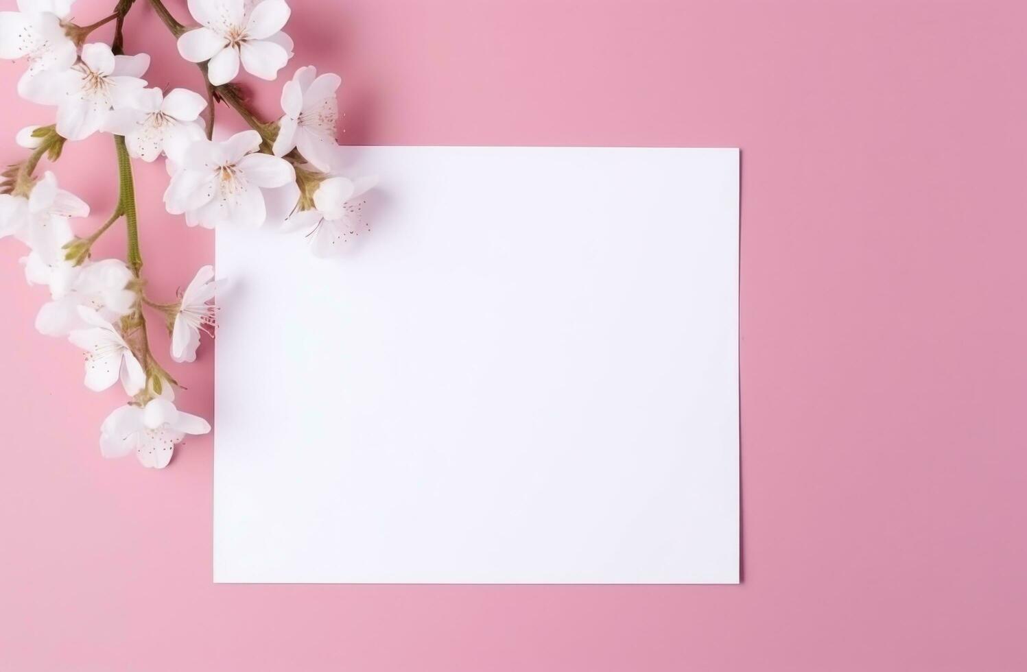 AI generated white blank sheet of paper laying on pink background, photo
