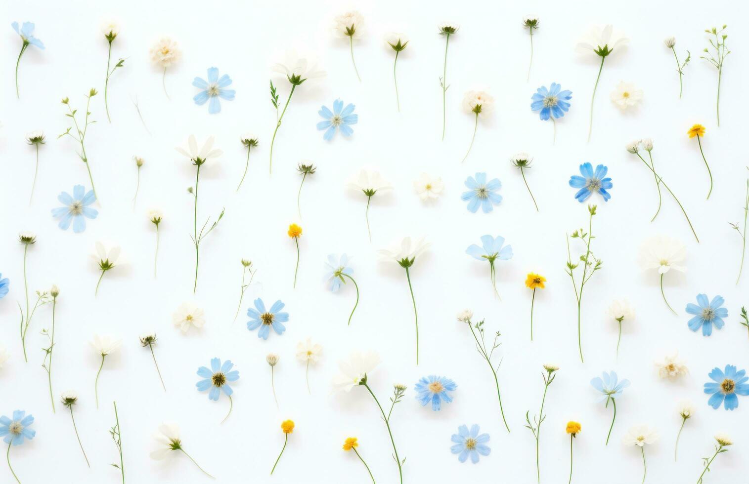 AI generated wild flowers isolated background on white photo