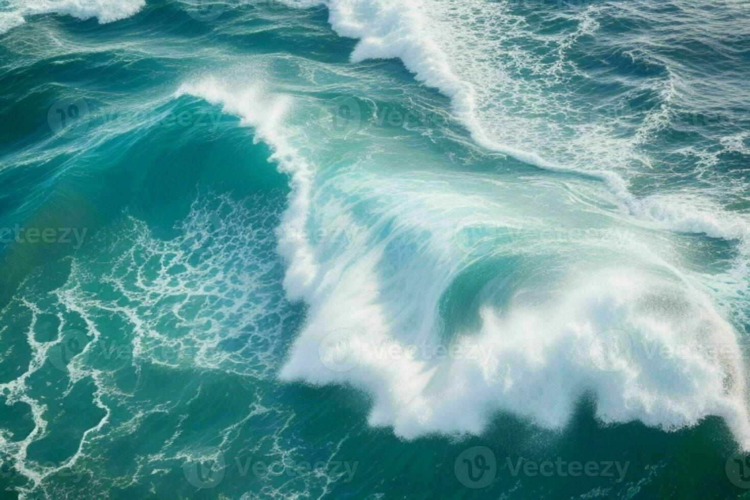 AI generated Top view foamy water waves at the ocean. Pro Photo