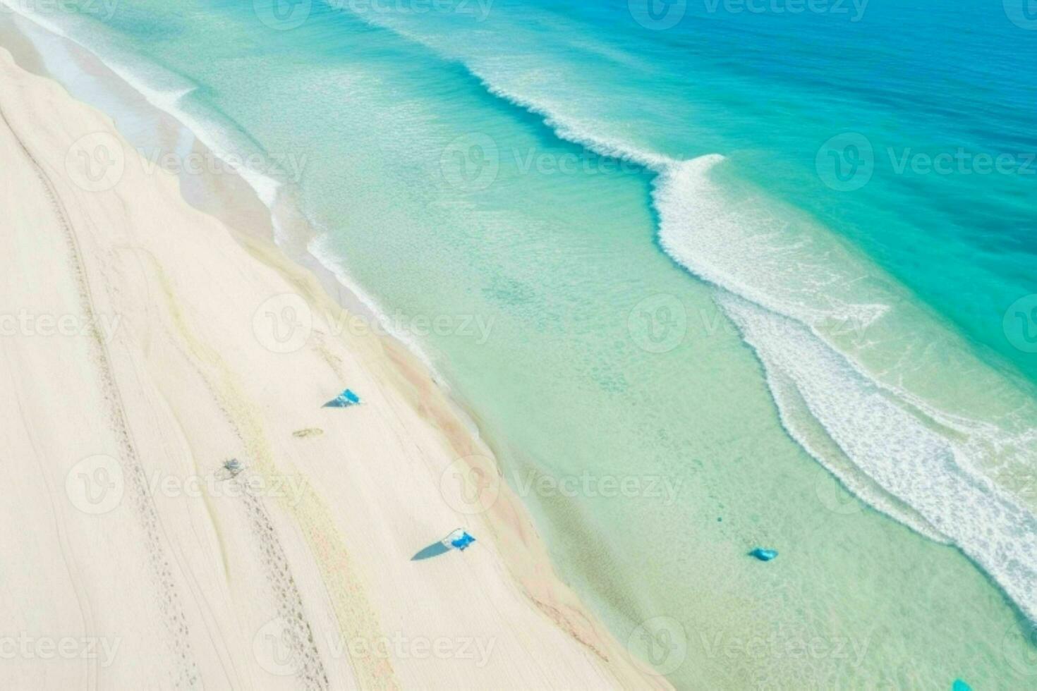 AI generated aerial view of the tropical beach and ocean. Pro Photo