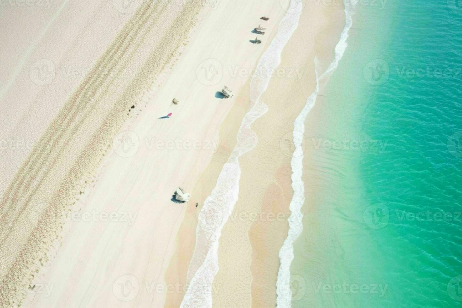 AI generated aerial view of the tropical beach and ocean. Pro Photo
