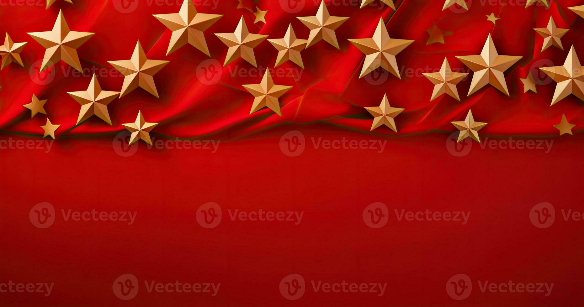 AI Generated red and gold christmas background with a stars photo