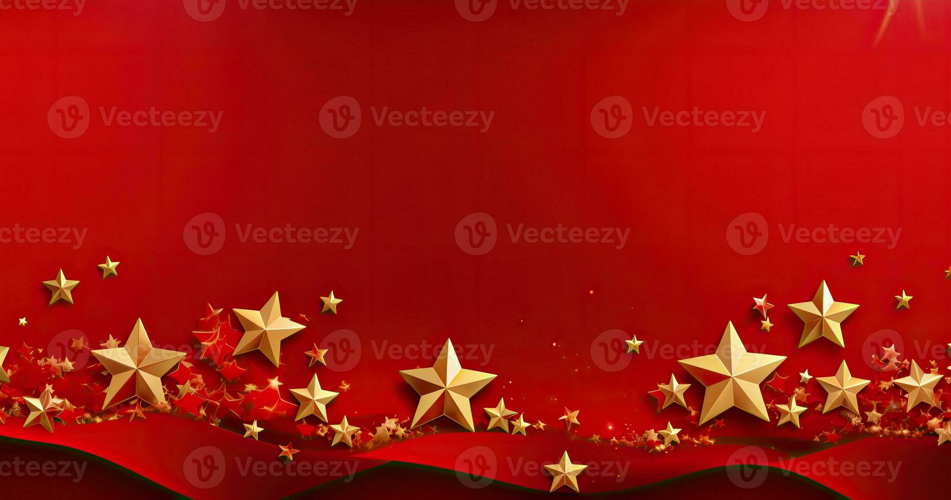 AI Generated red and gold christmas background with a stars photo