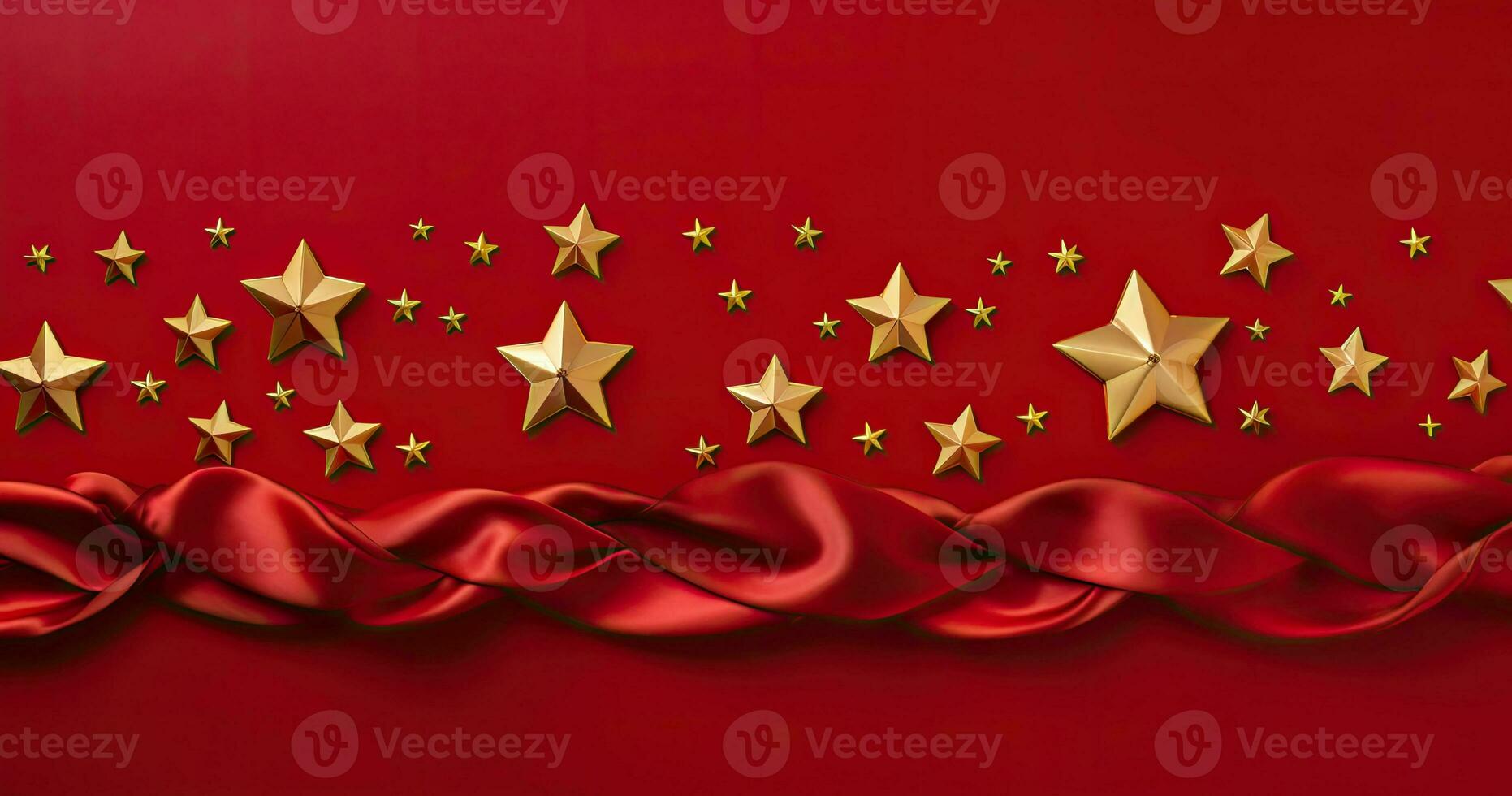 AI Generated red and gold christmas background with a stars photo