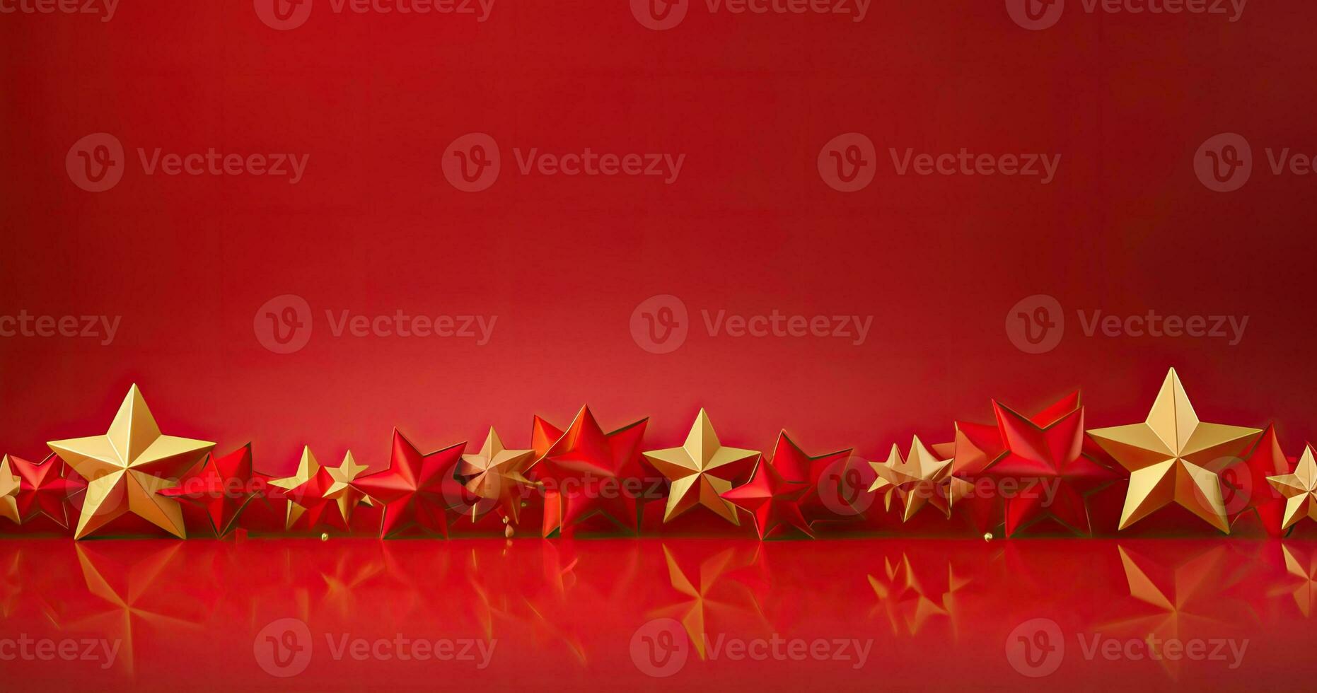 AI Generated red and gold christmas background with a stars photo