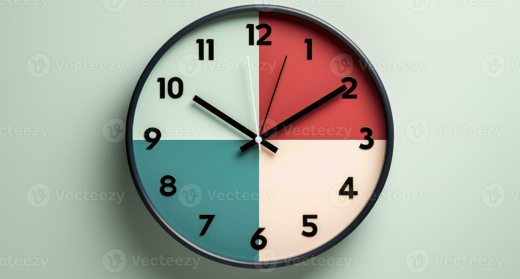 AI Generated A round clock on the wall. Time. Office clock. photo