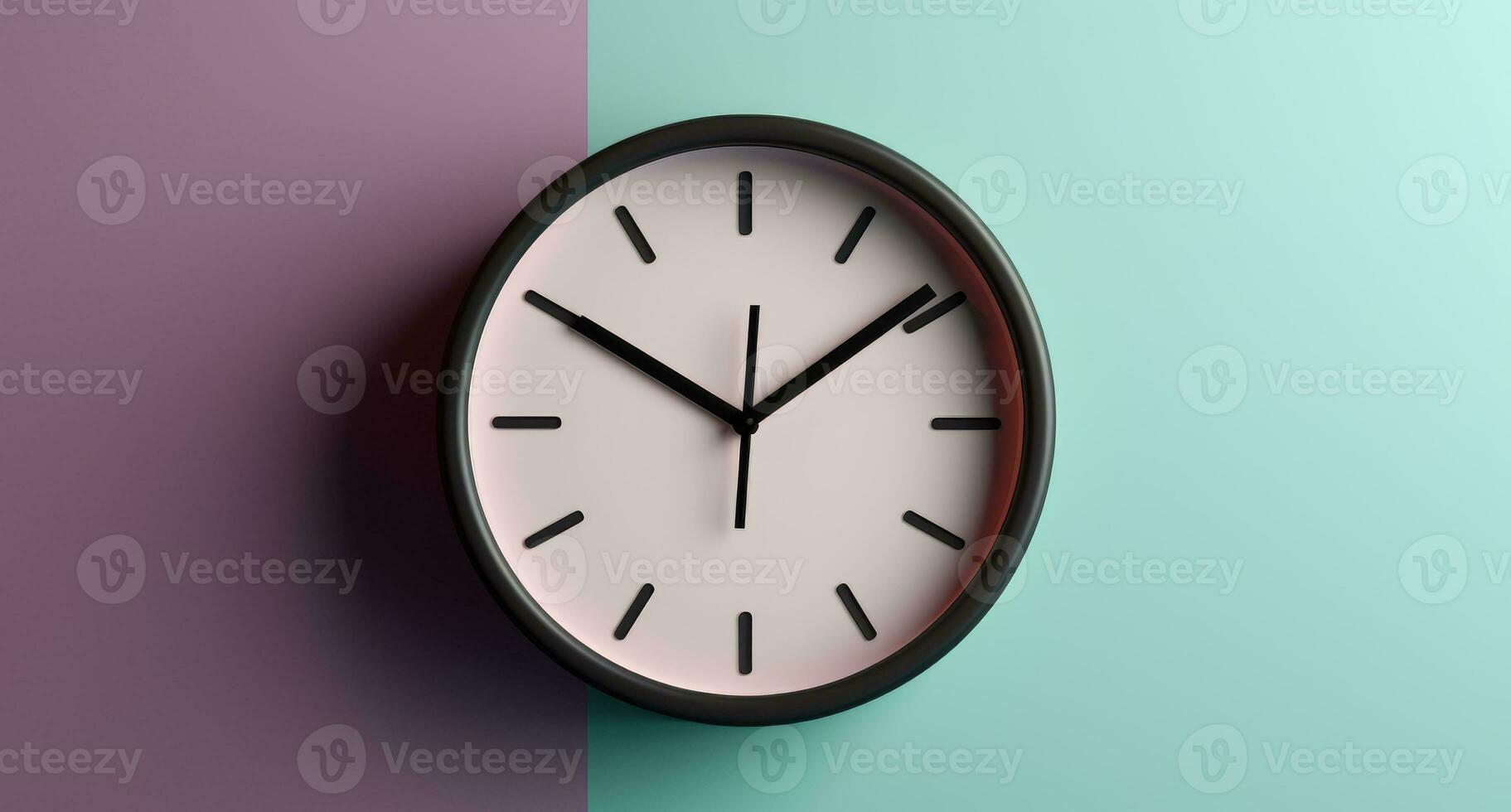 AI Generated A round clock on the wall. Time. Office clock. photo