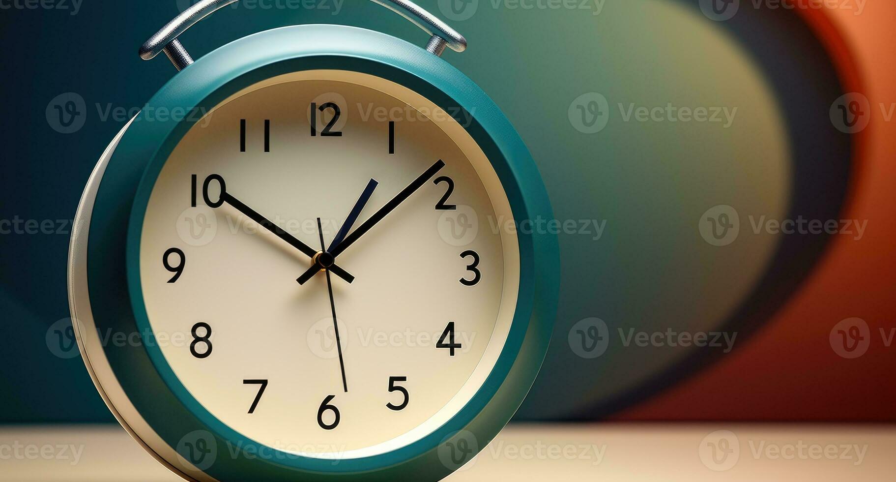 AI Generated A round clock on the wall. Time. Office clock. photo