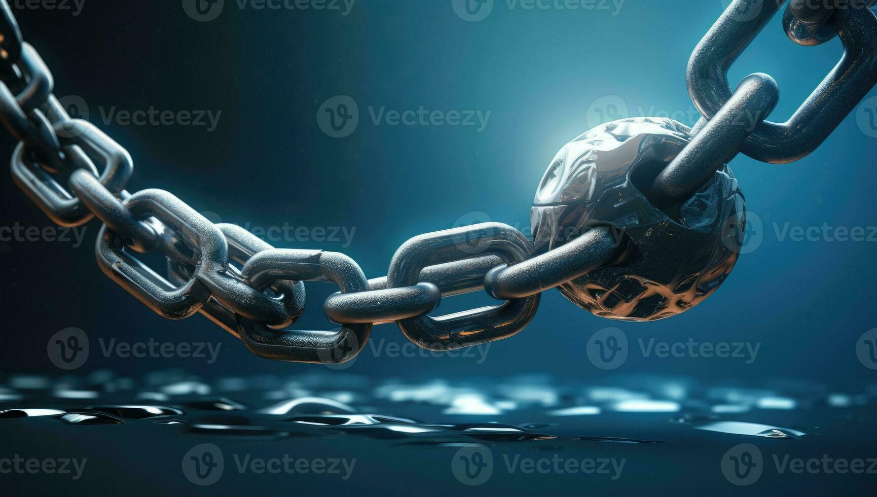 AI Generated Iron Chains . Steel chains . Broken chain. photo