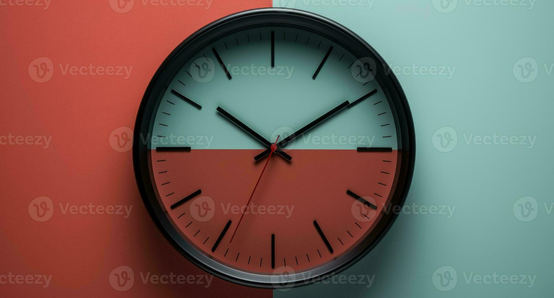 AI Generated A round clock on the wall. Time. Office clock. photo