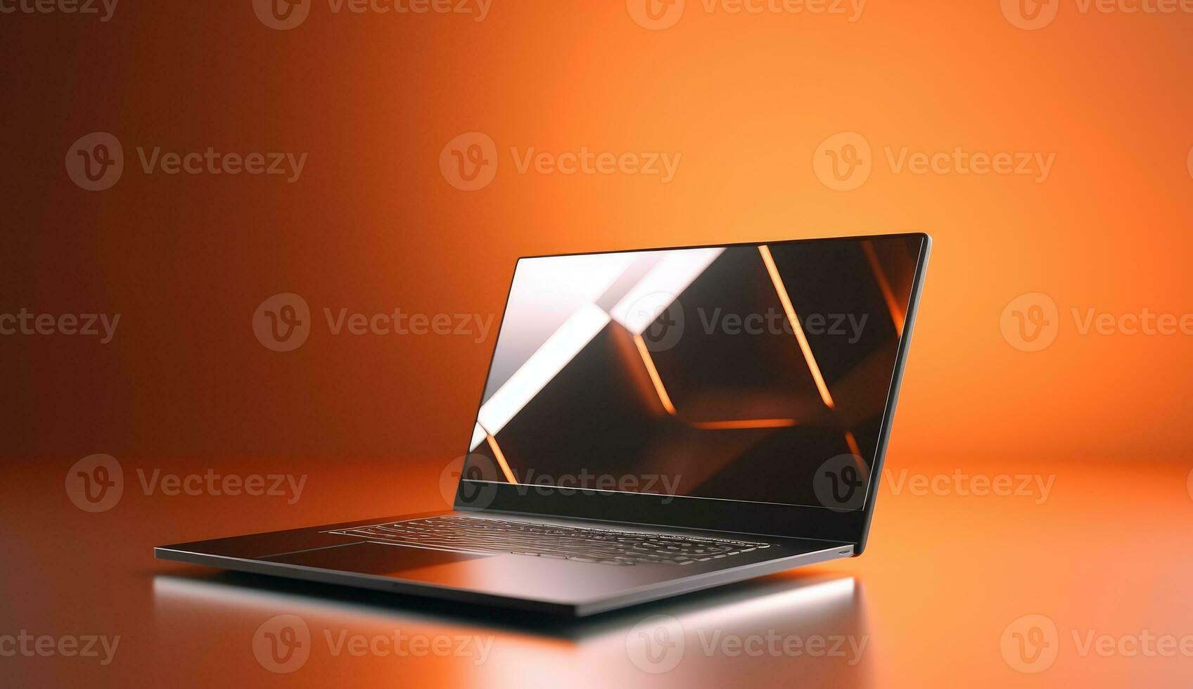 AI Generated Laptop. Technology Laptop. Laptop against dark background. photo