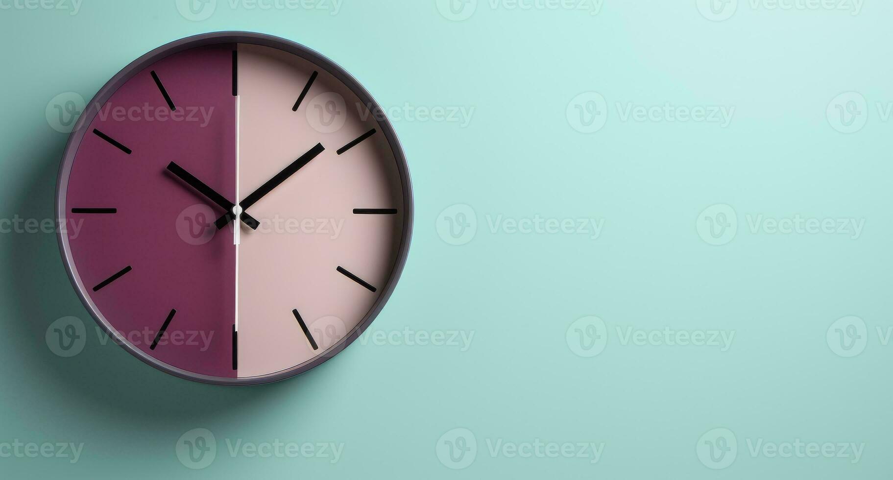 AI Generated A round clock on the wall. Time. Office clock. photo