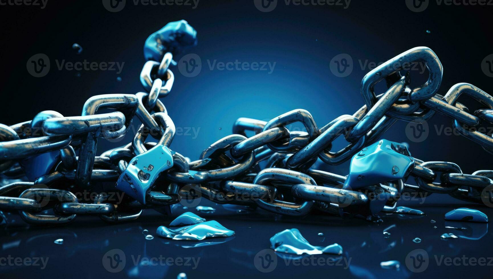 AI Generated Iron Chains . Steel chains . Broken chain. photo