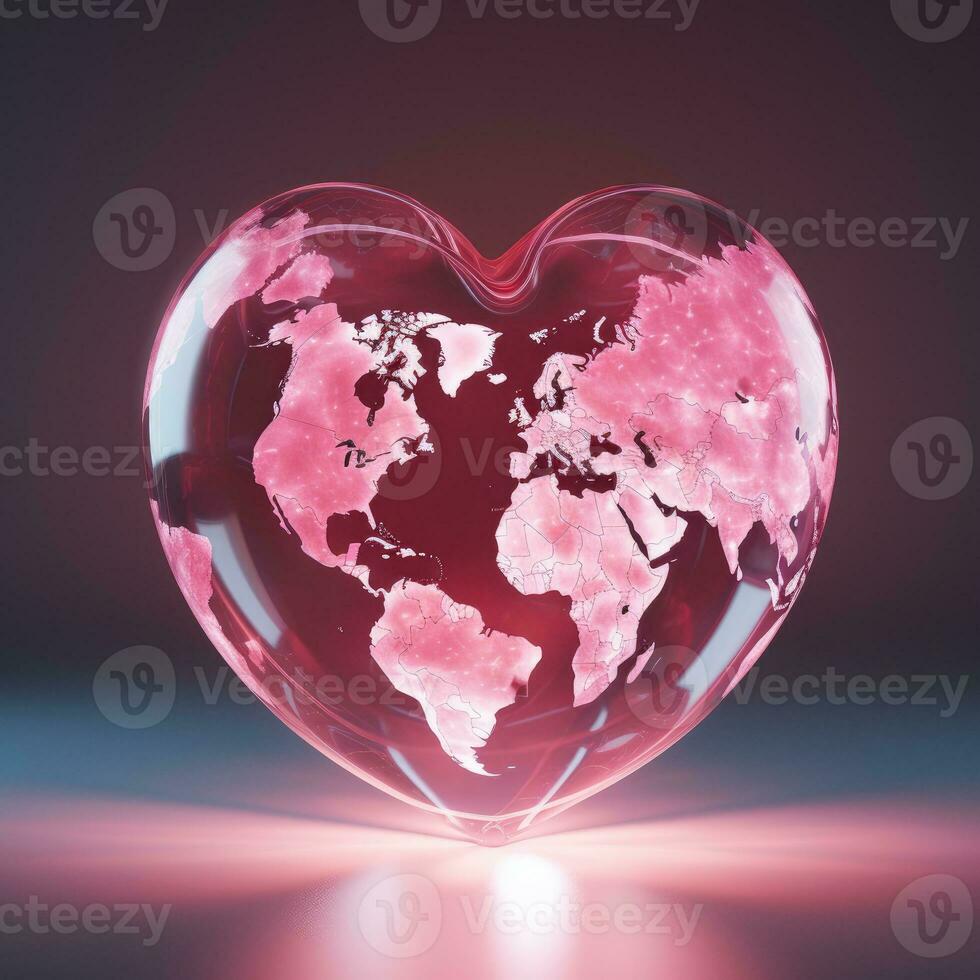 AI Generated A planet in the shape of a heart. The world as a heart. photo