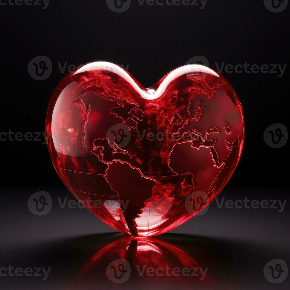 ai generado un planeta en el forma de un corazón. el mundo como un corazón. foto