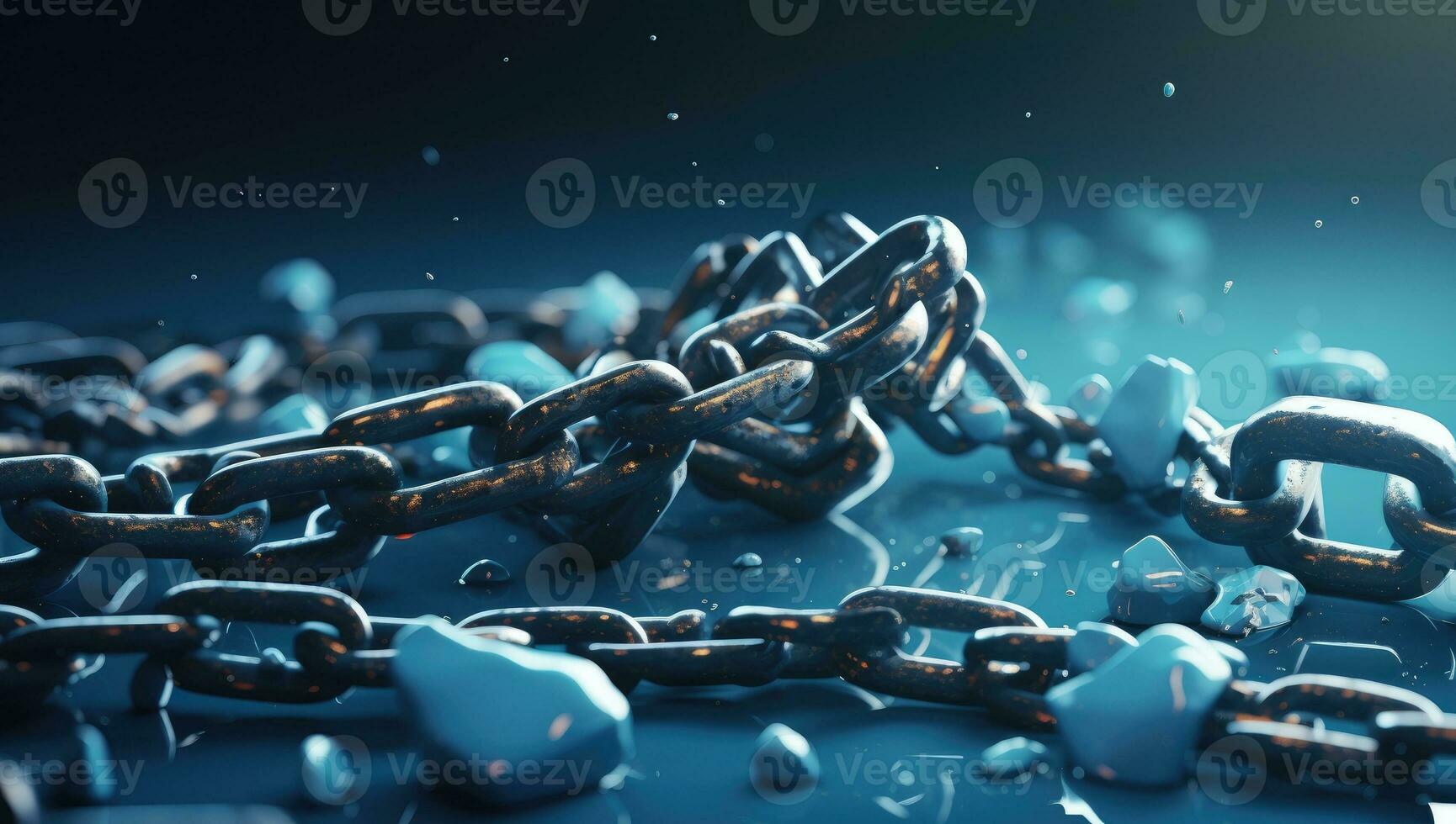 AI Generated Iron Chains . Steel chains . Broken chain. photo