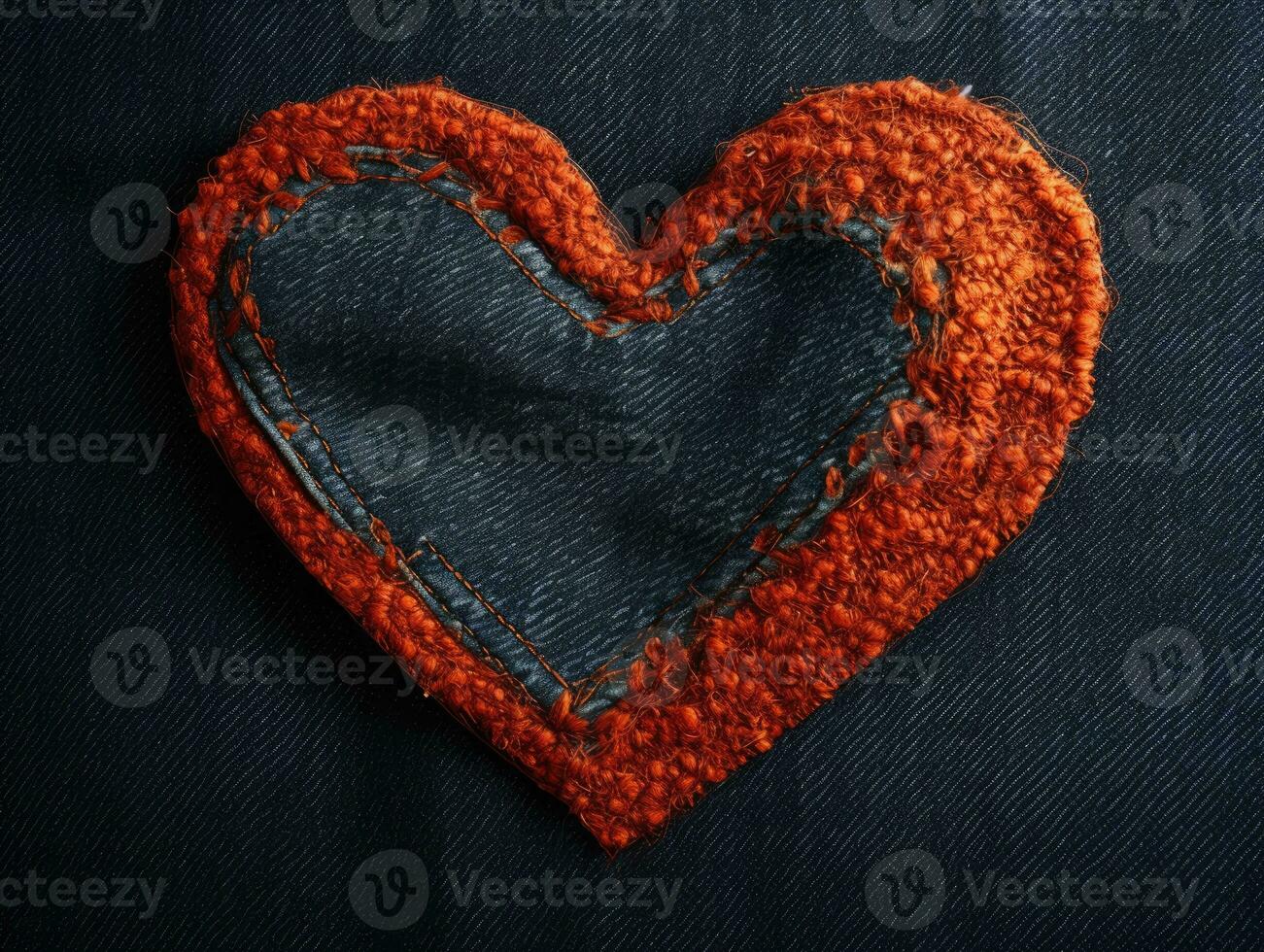 ai generado un corazón hecho de mezclilla. mezclilla textura y corazón. foto