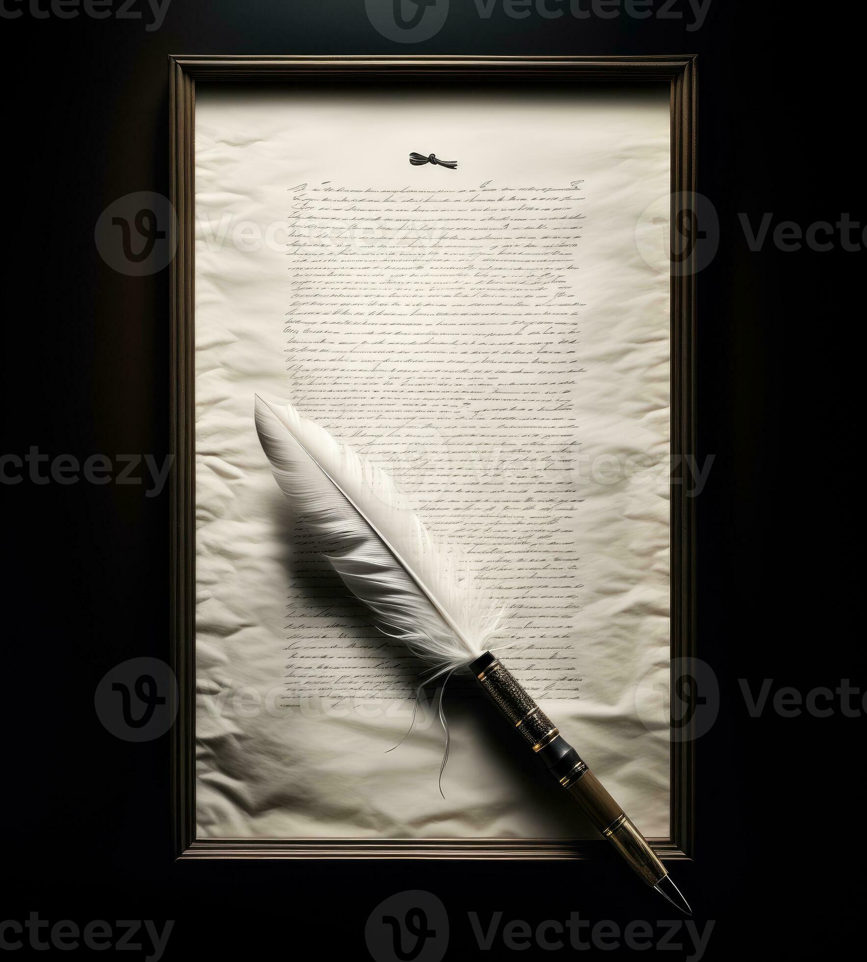 AI Generated Writing Pen. Pen and paper for writing. Old writing pen
