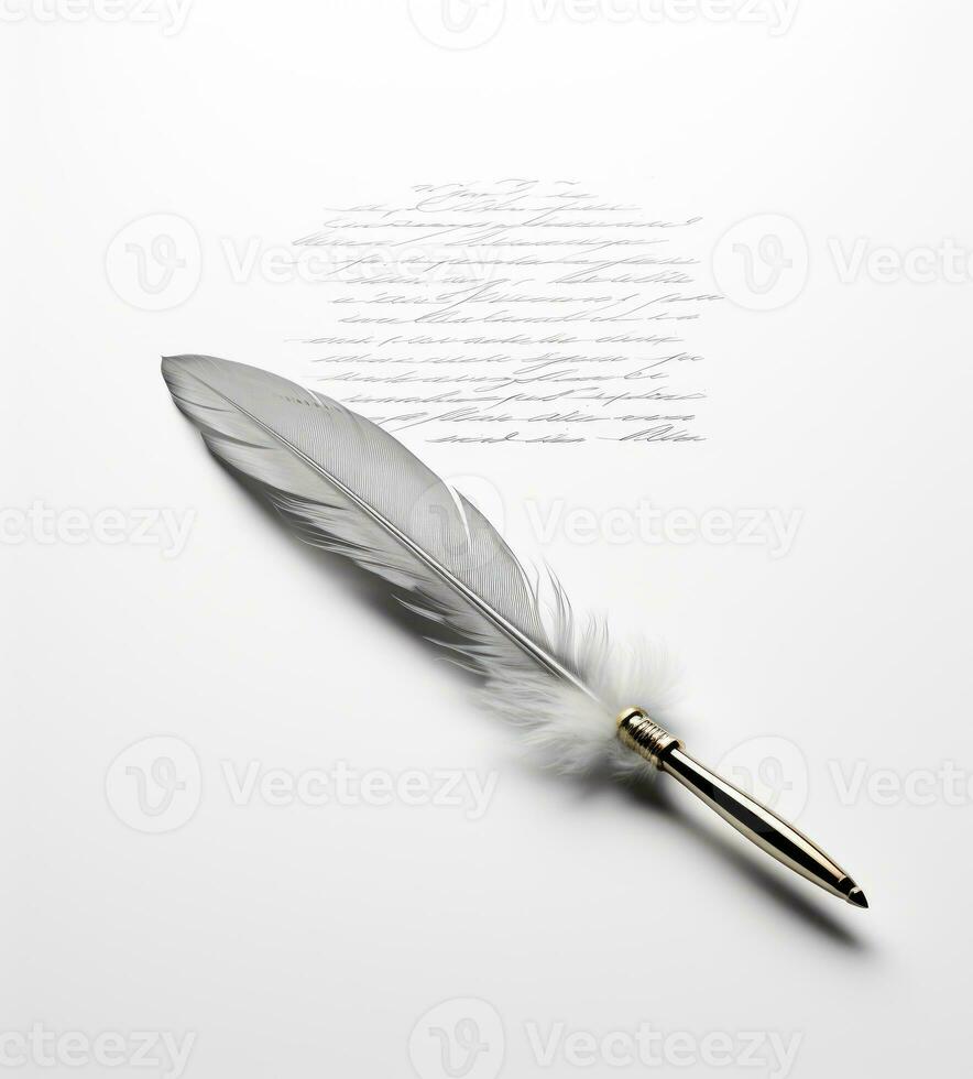 AI Generated Writing Pen. Pen and paper for writing. Old writing pen photo