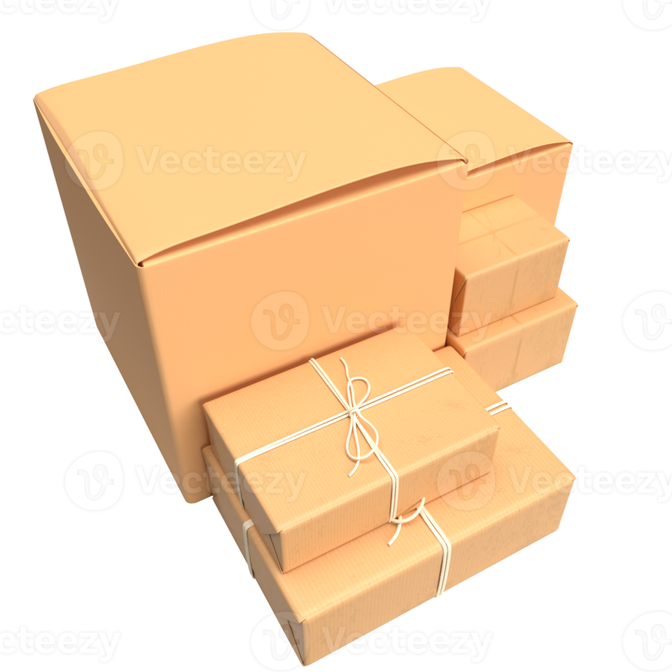 The Shipping box png image for shopping online or transport concept 3d rendering.