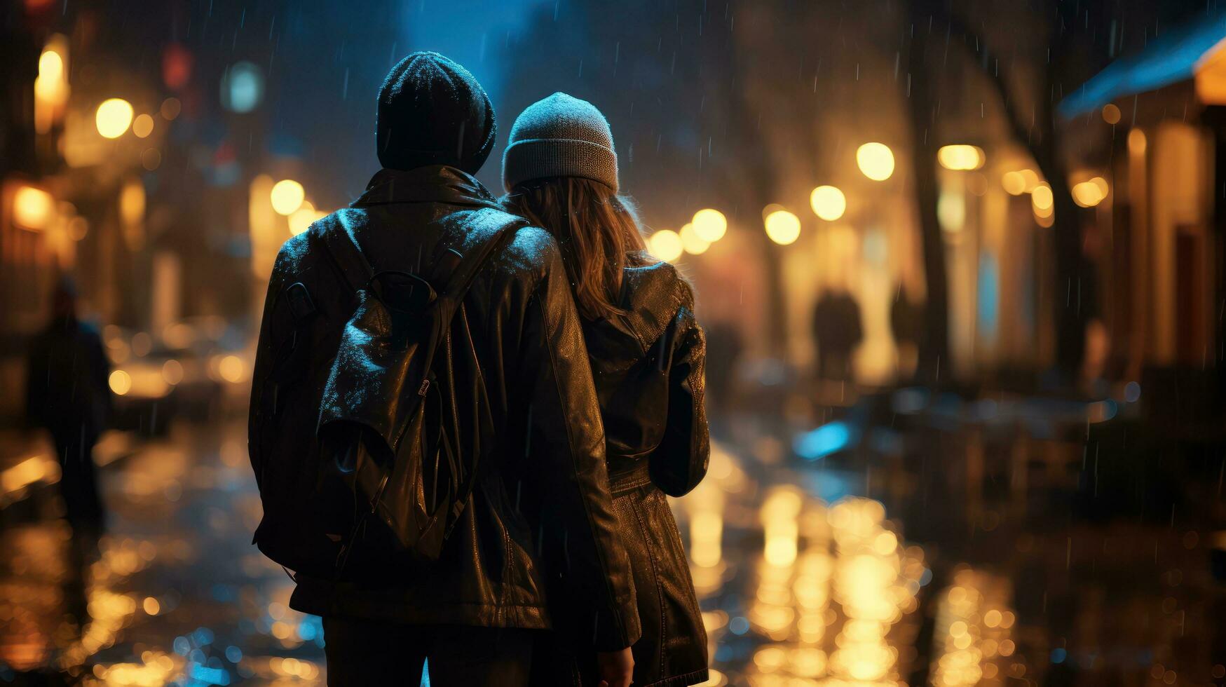 ai generado experimentando el melancólico belleza de barrido por la lluvia noches en invierno foto