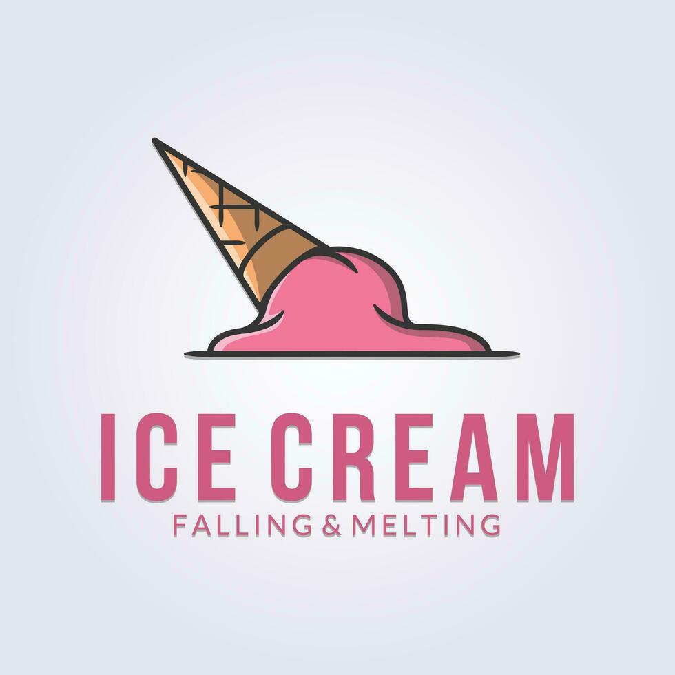 que cae y derritiendo hielo crema logo vector ilustración diseño, sencillo línea Arte