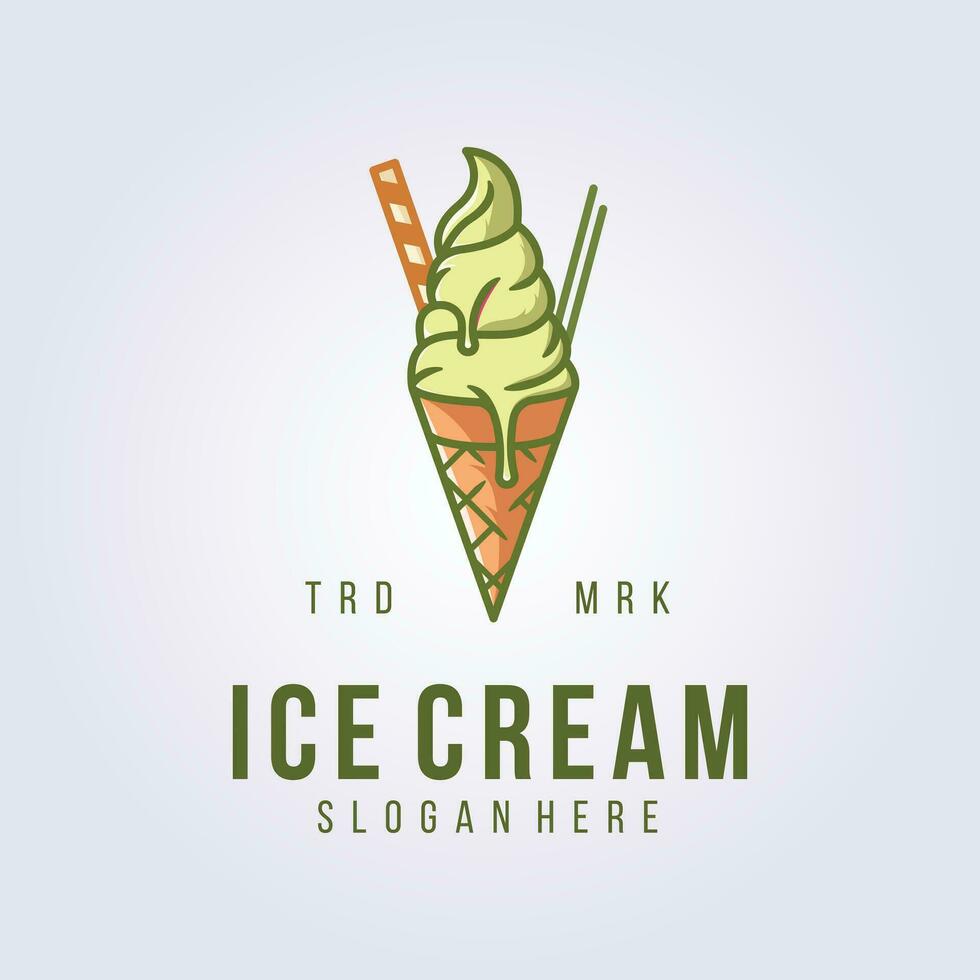 wafer roll ice cream logo vector illustration design, outline design