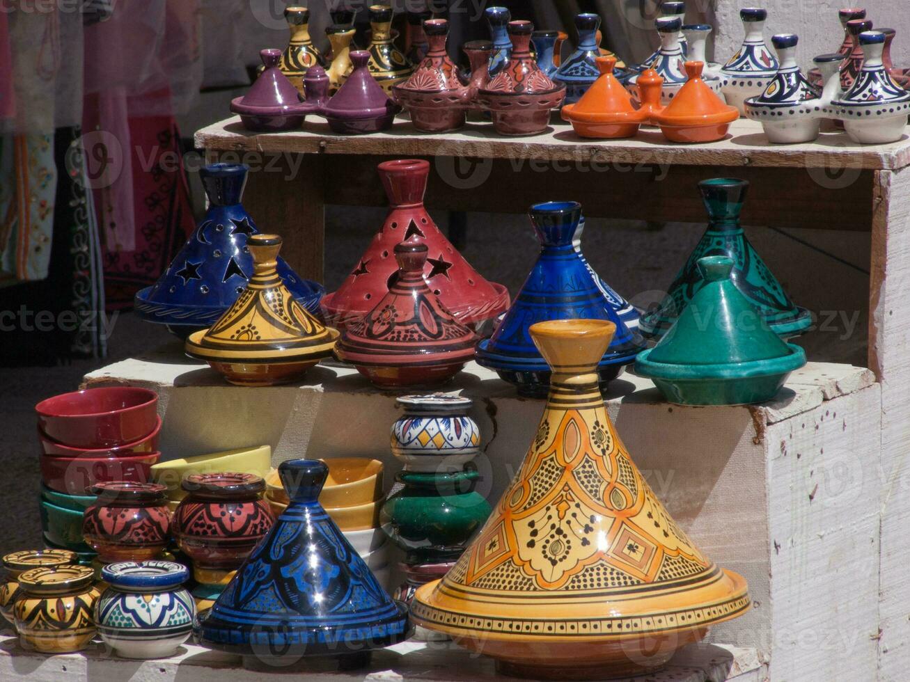 a display of colorful vases photo