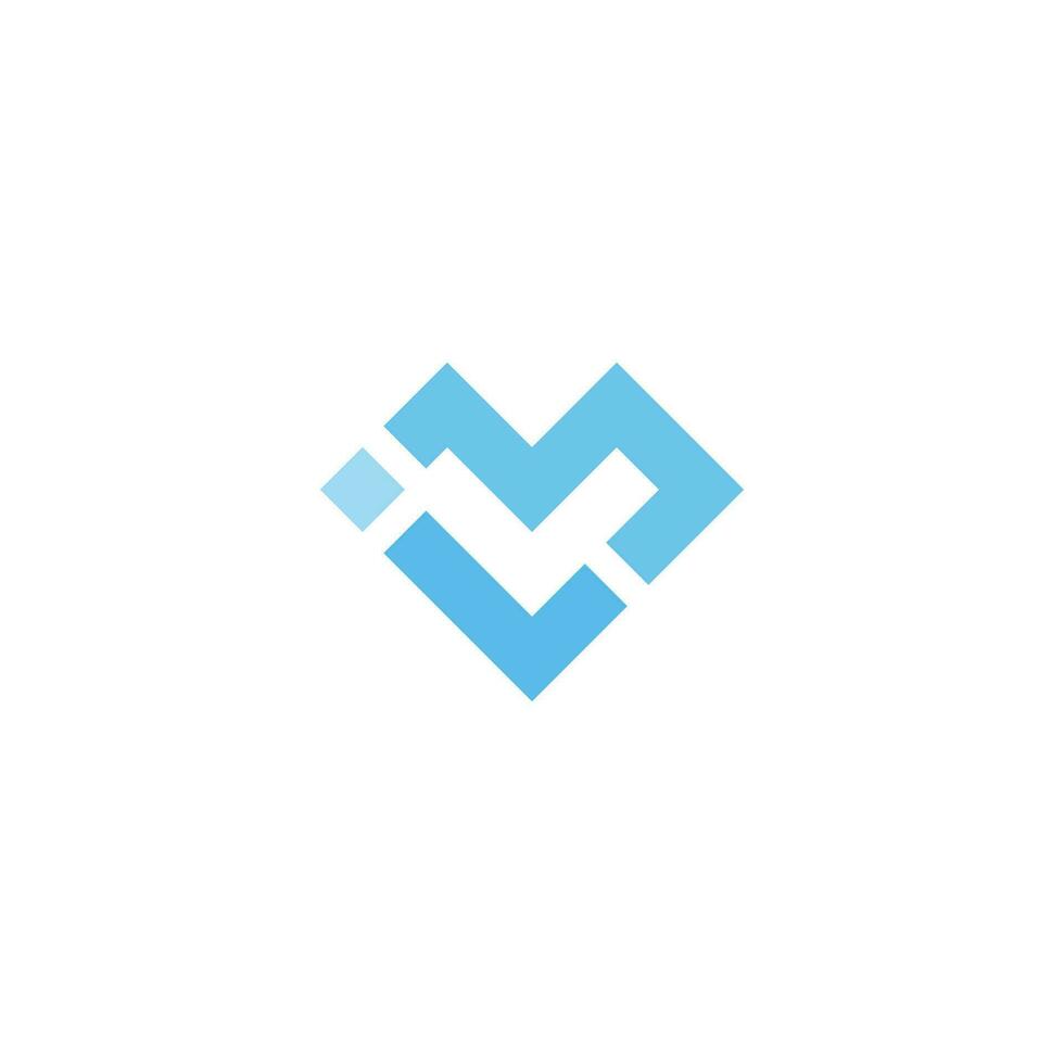 letter ml blue diamond shape logo vector