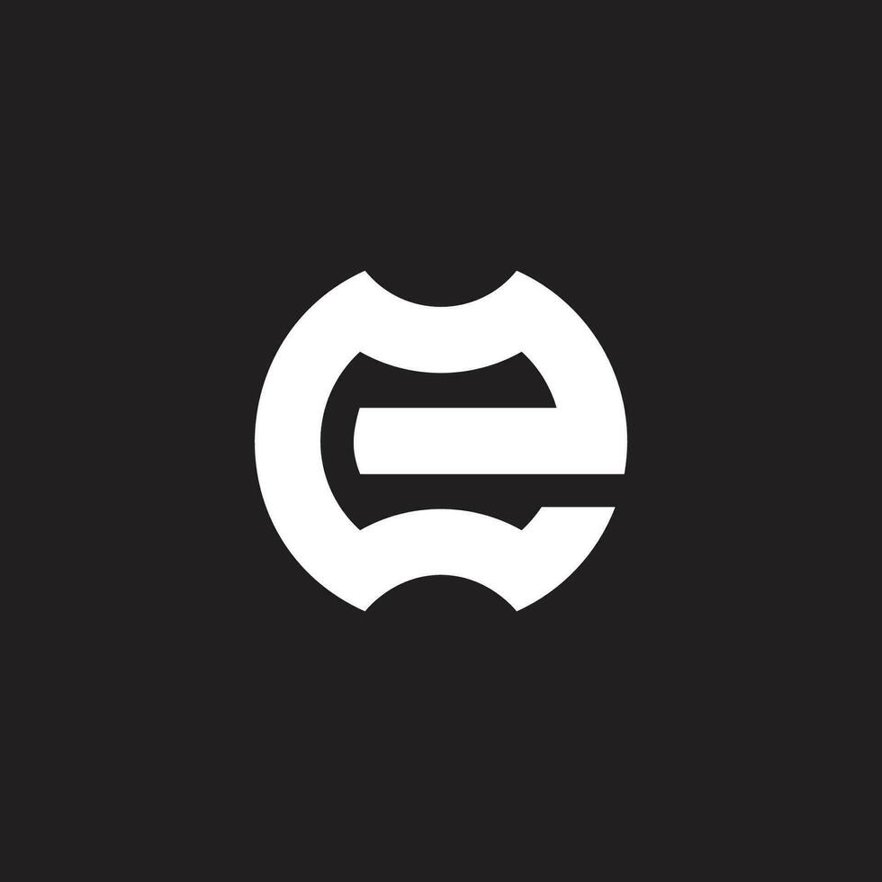 letter e w simple round geometric logo vector