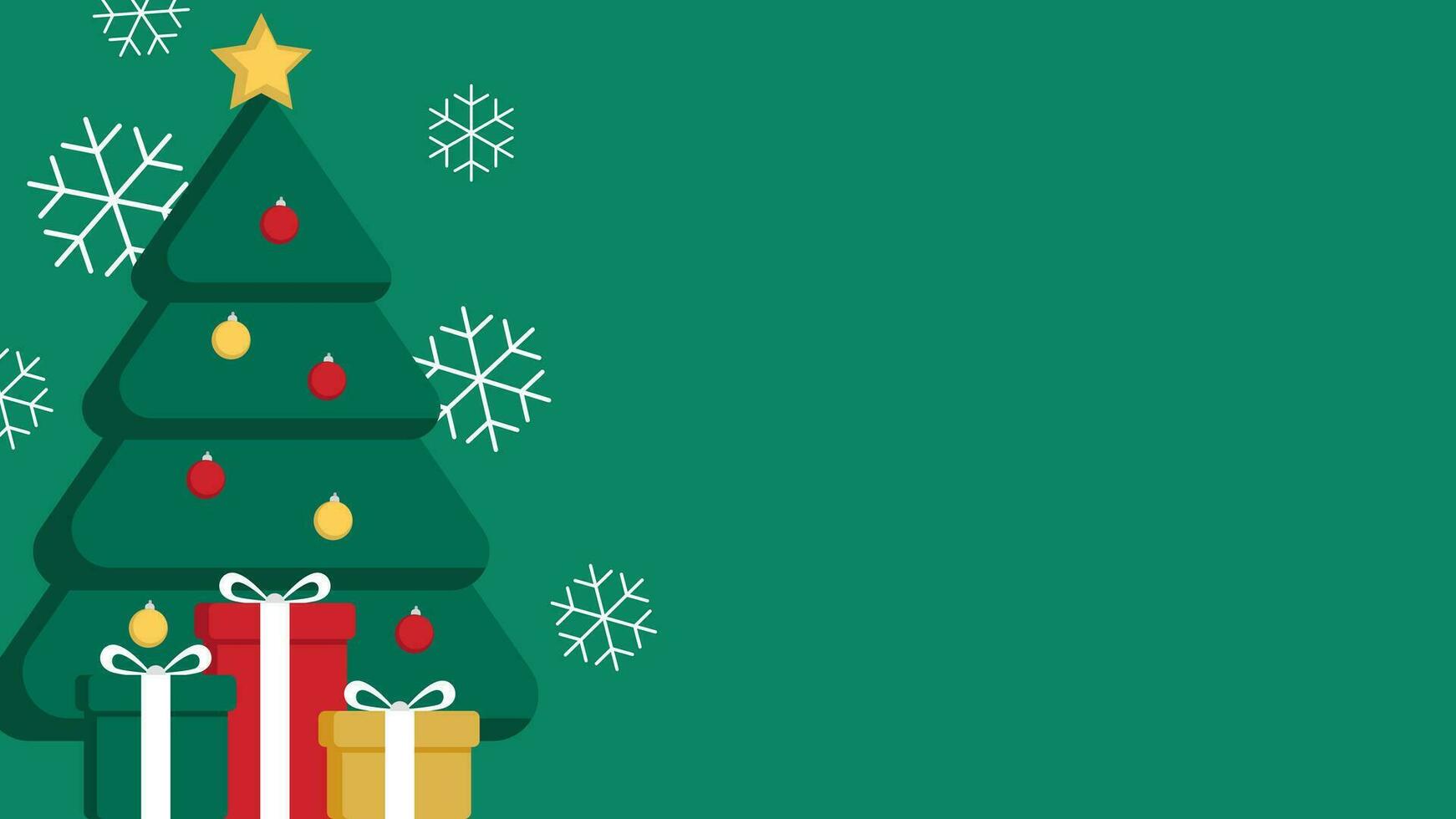 Navidad y nuevo año fondo.verde Navidad árbol con estrella y caja de regalos esparcido con saludo.nieve tarjeta, bandera, poster.vector ilustración. vector