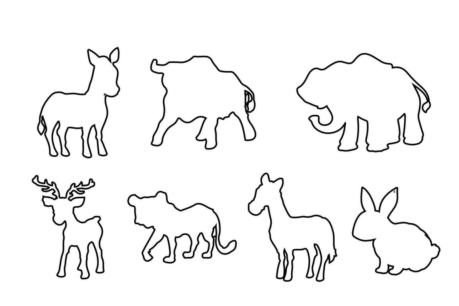 vector set line art animal wildlife editable stroke. animals in the forest and pets. suitable for design for children learning to draw