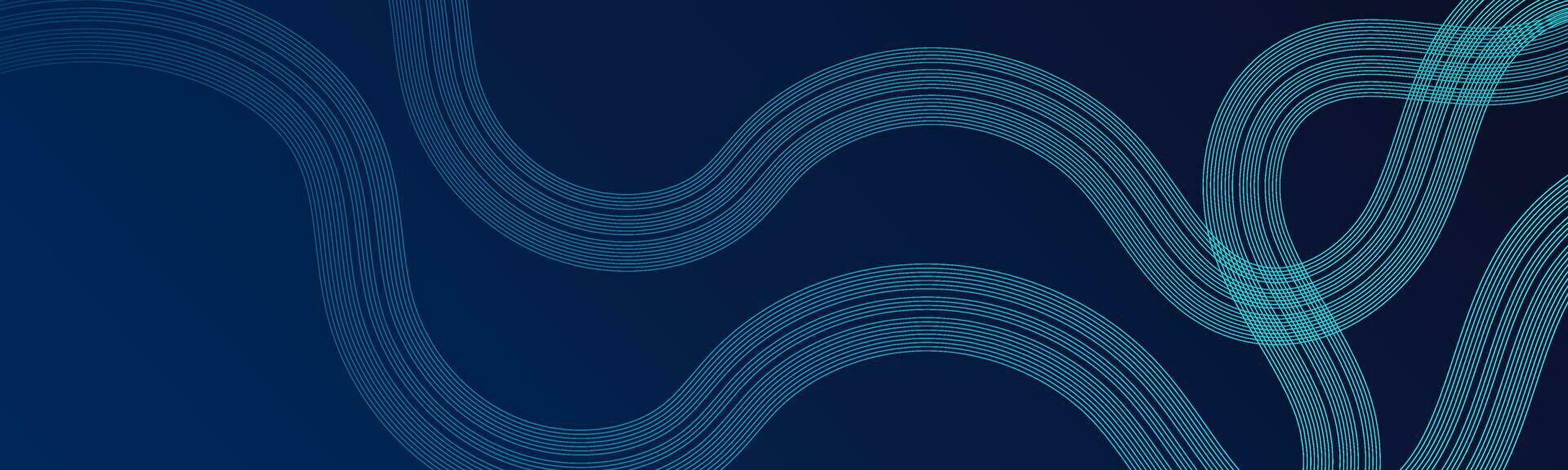 Abstract Dark Blue Waving circles lines Technology Background. Modern gradient with glowing lines shiny geometric shape and diagonal, for brochure, cover, poster, banner, website, header vector