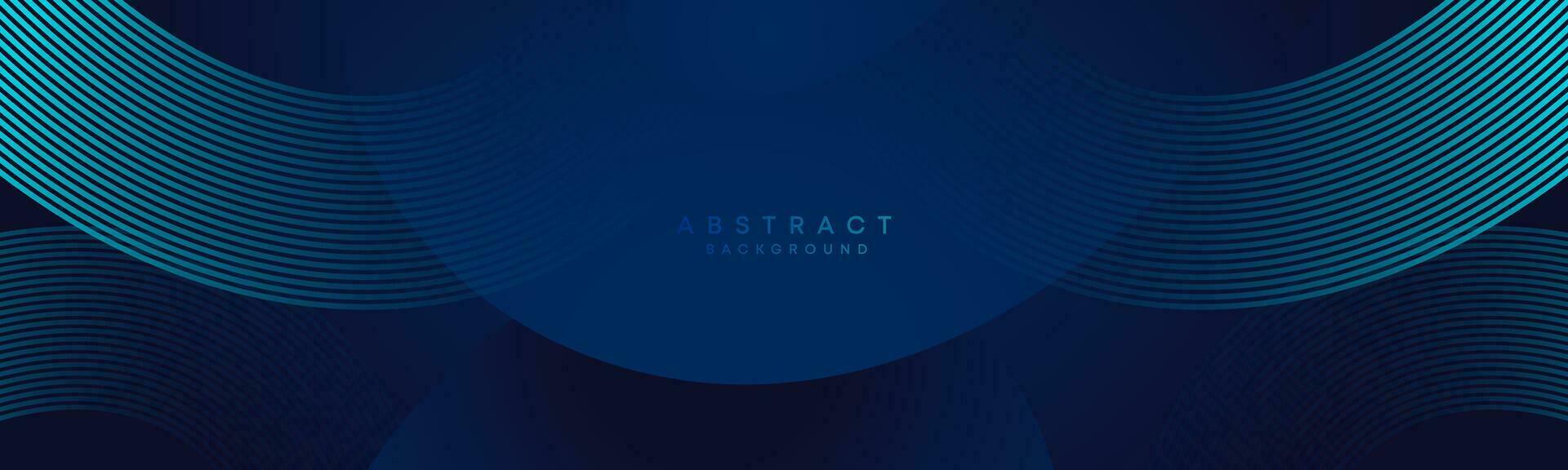 Abstract Dark Blue Waving circles lines Technology Background. Modern gradient with glowing lines shiny geometric shape and diagonal, for brochure, cover, poster, banner, website, header vector