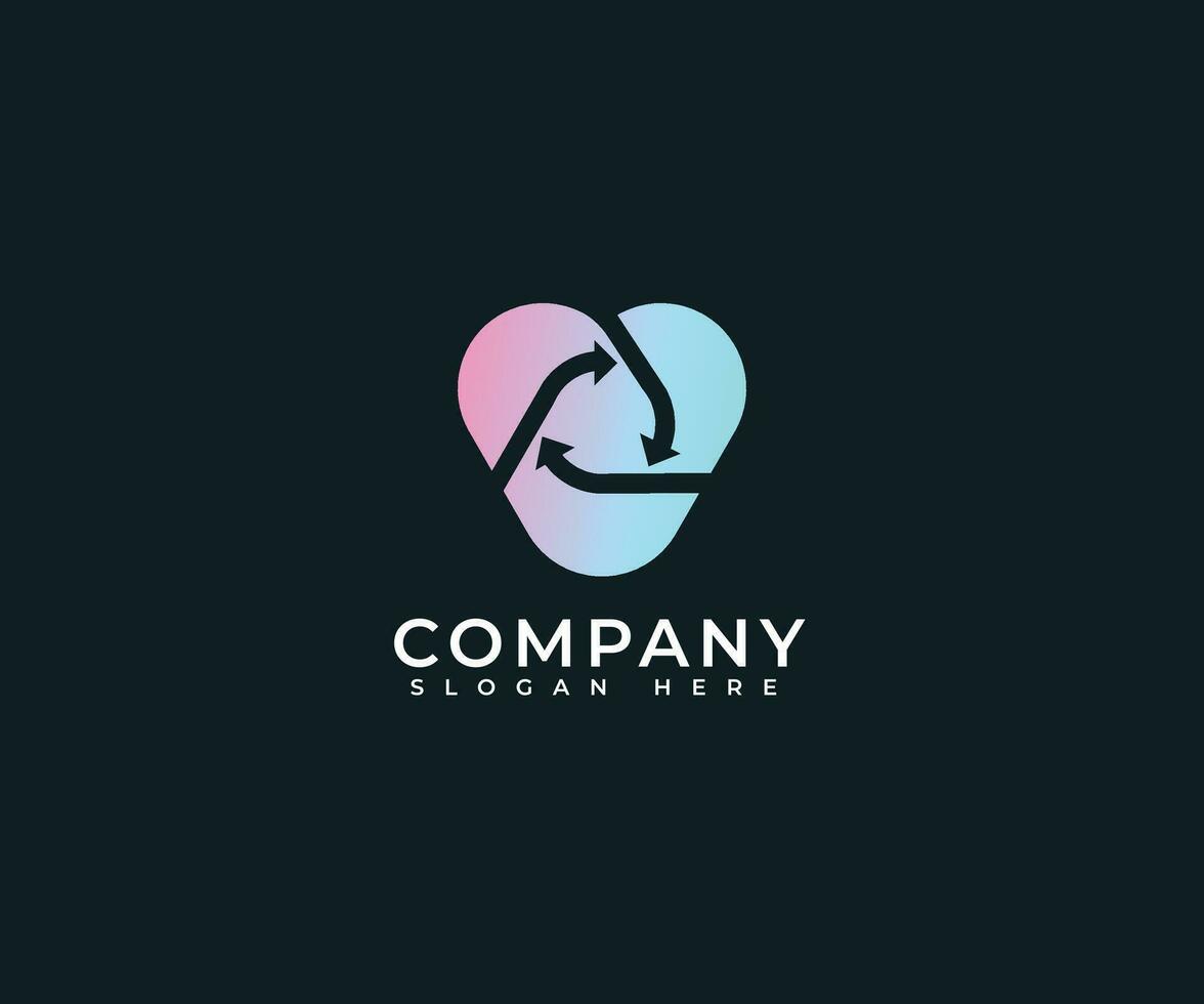 V letter recycle arrow logo design vector