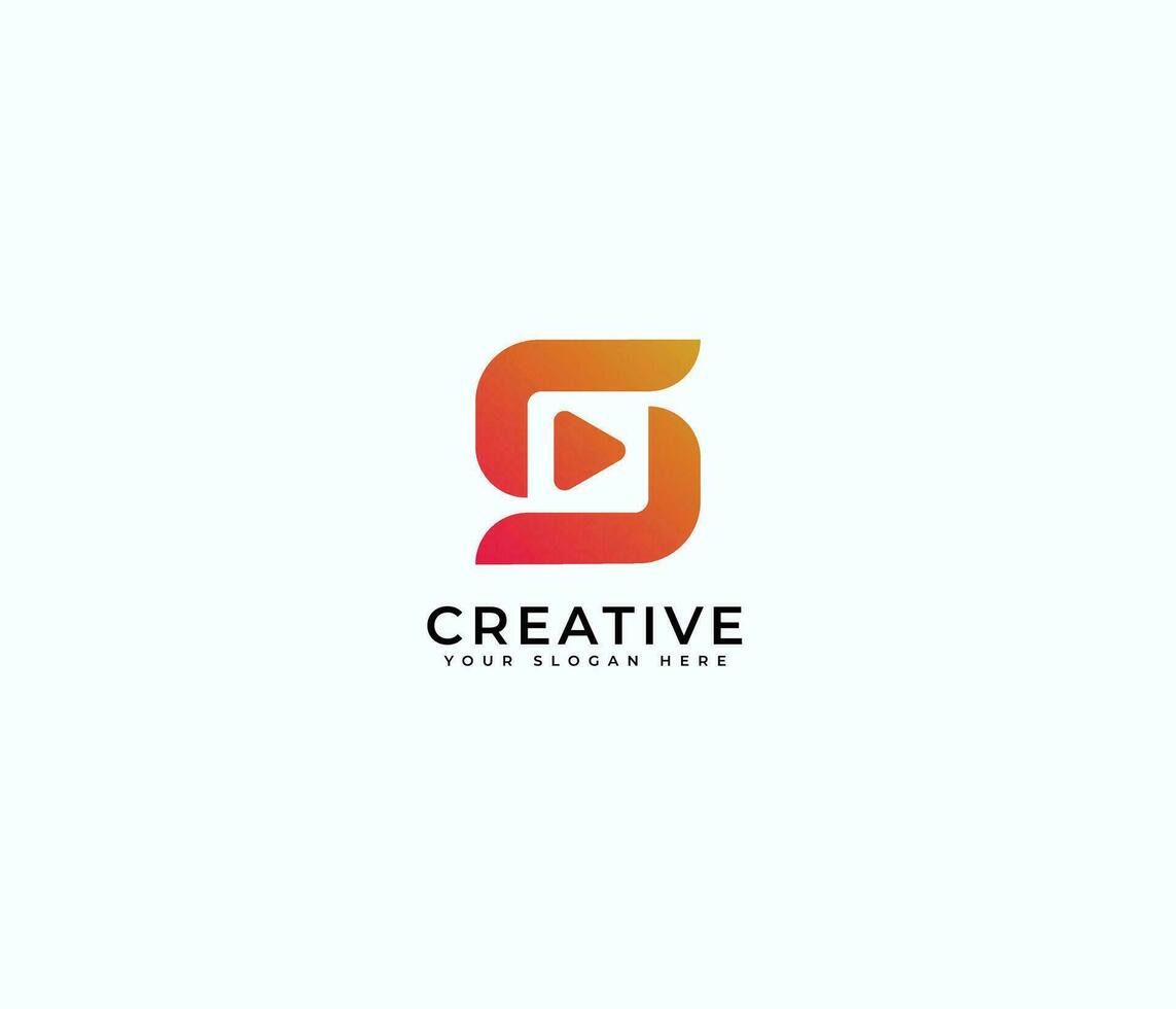 S letter, video player abstract YouTube logo icon vector