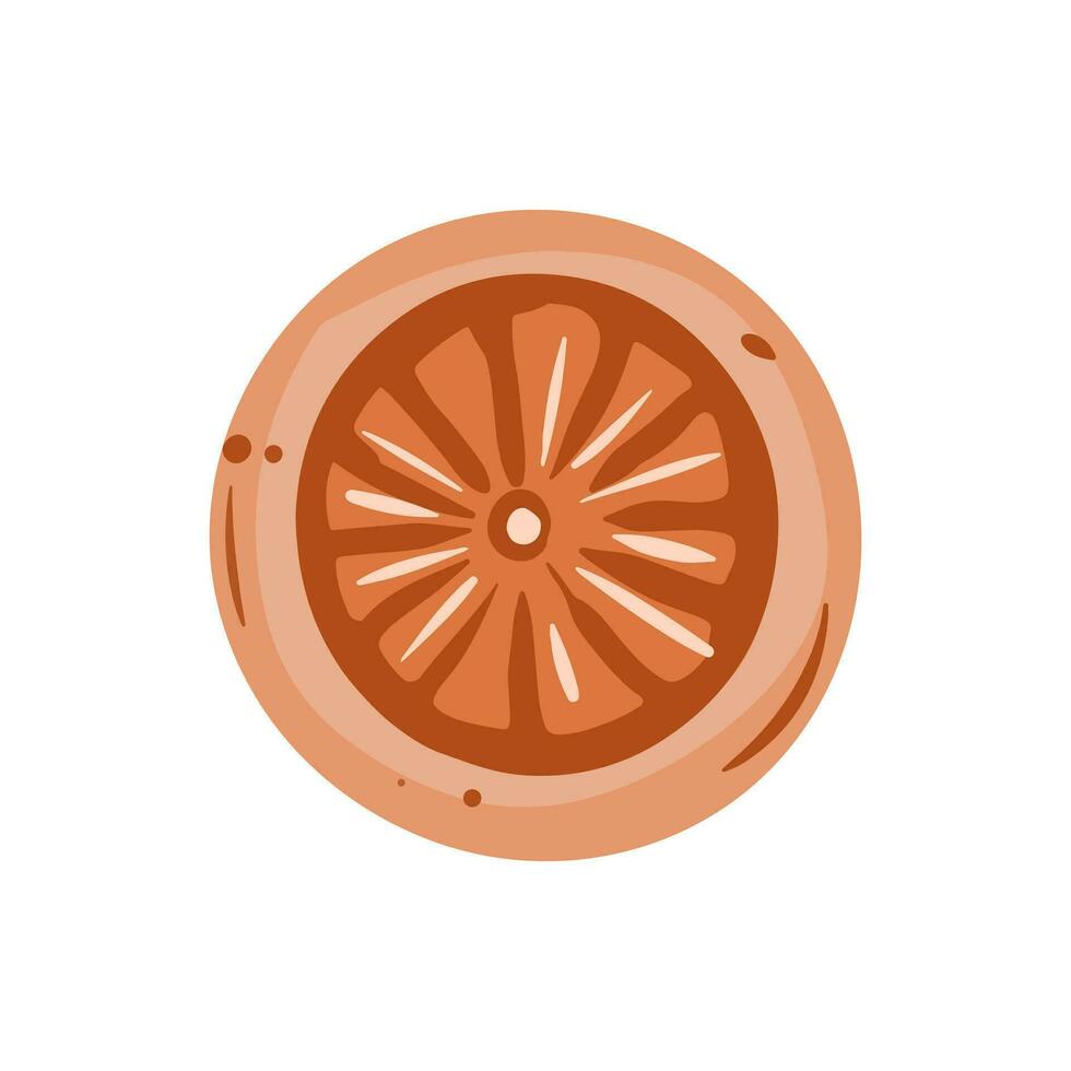 Round cookies with orange. An isolated cookie on a white background. Single cookie icon vector