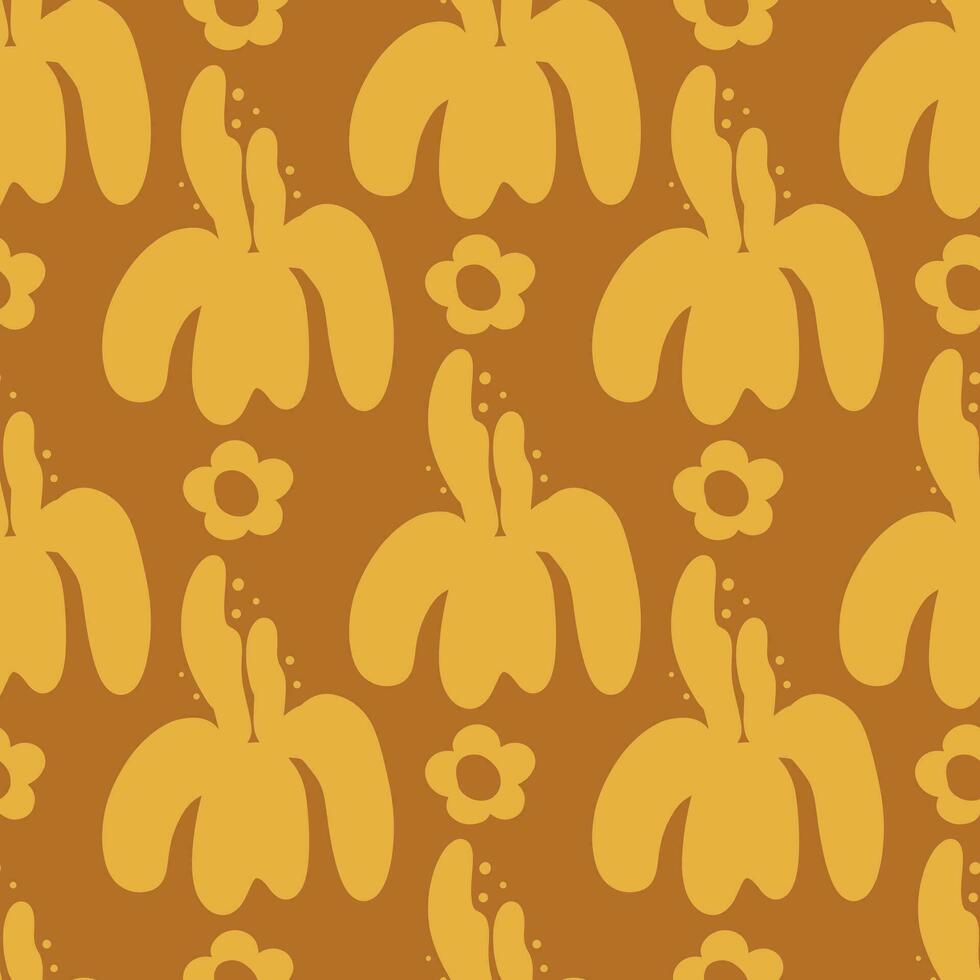 The spring and summer pattern. Seamless floral pattern for textiles, wrapping paper, wallpaper. Yellow background and irises vector