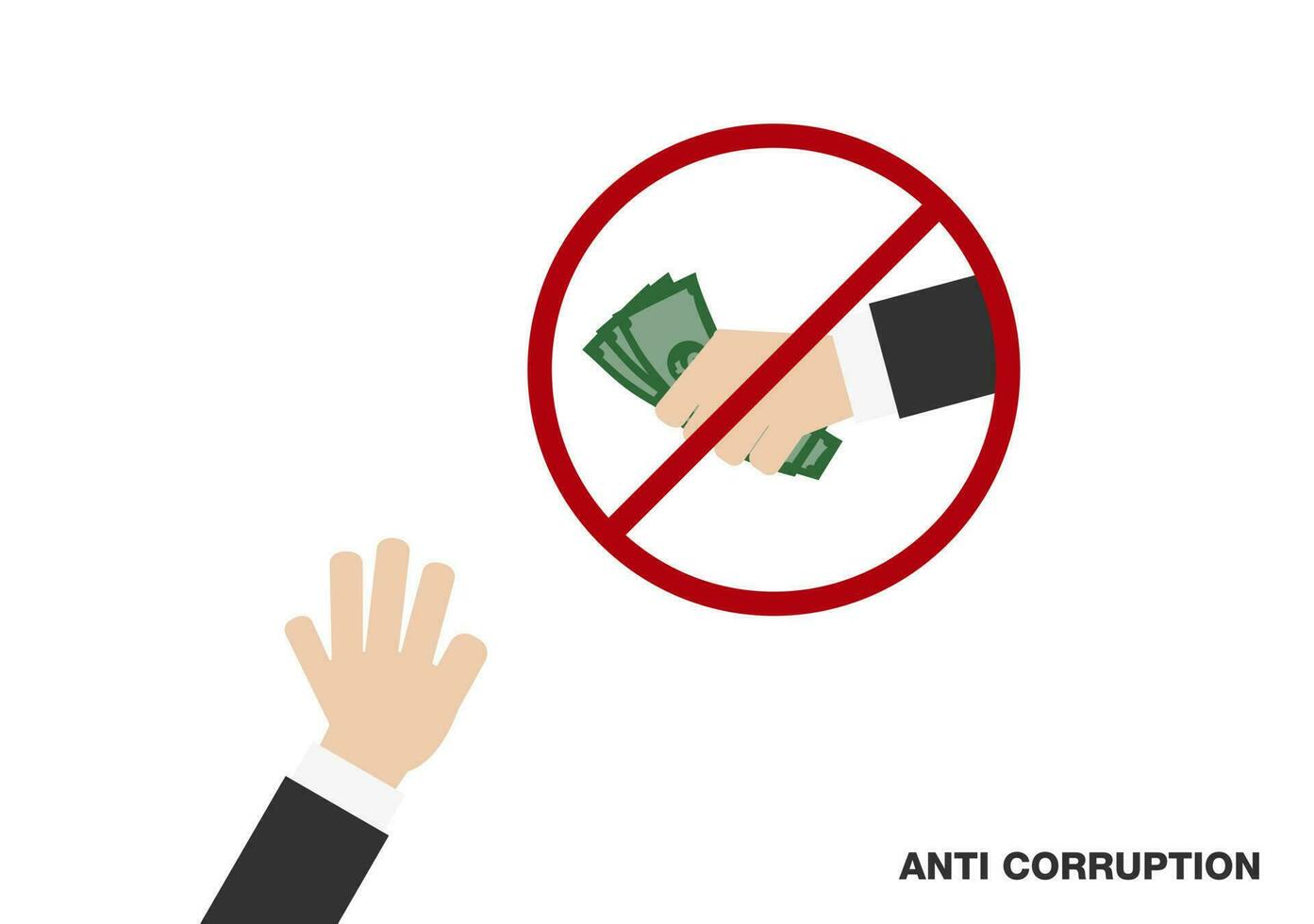 no corruption payment symbol on background vector