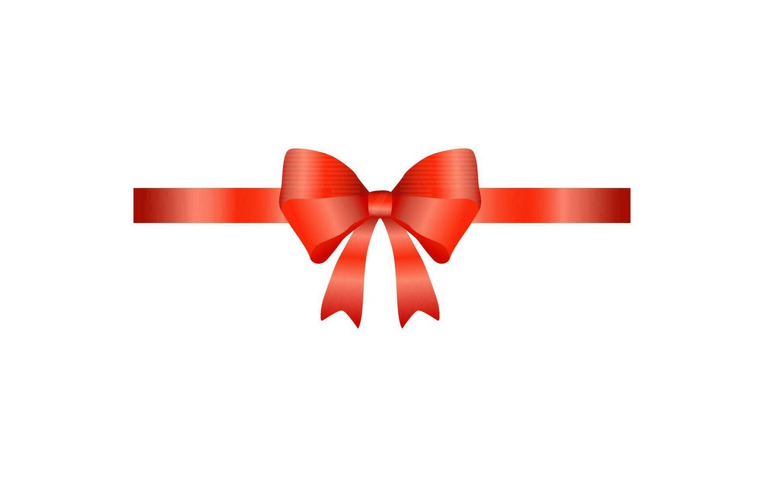 Elegant red ribbon and bow on white. Vector image isolated on white background