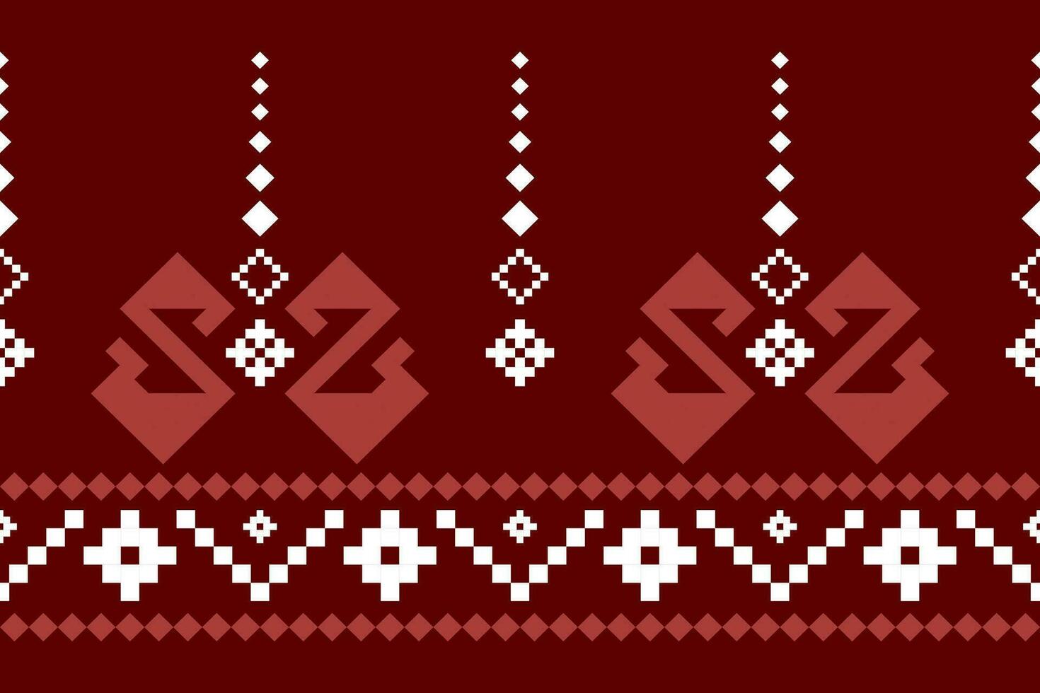 Red traditional ethnic pattern paisley flower Ikat background abstract Aztec African Indonesian Indian seamless pattern for fabric print cloth dress carpet curtains and sarong vector