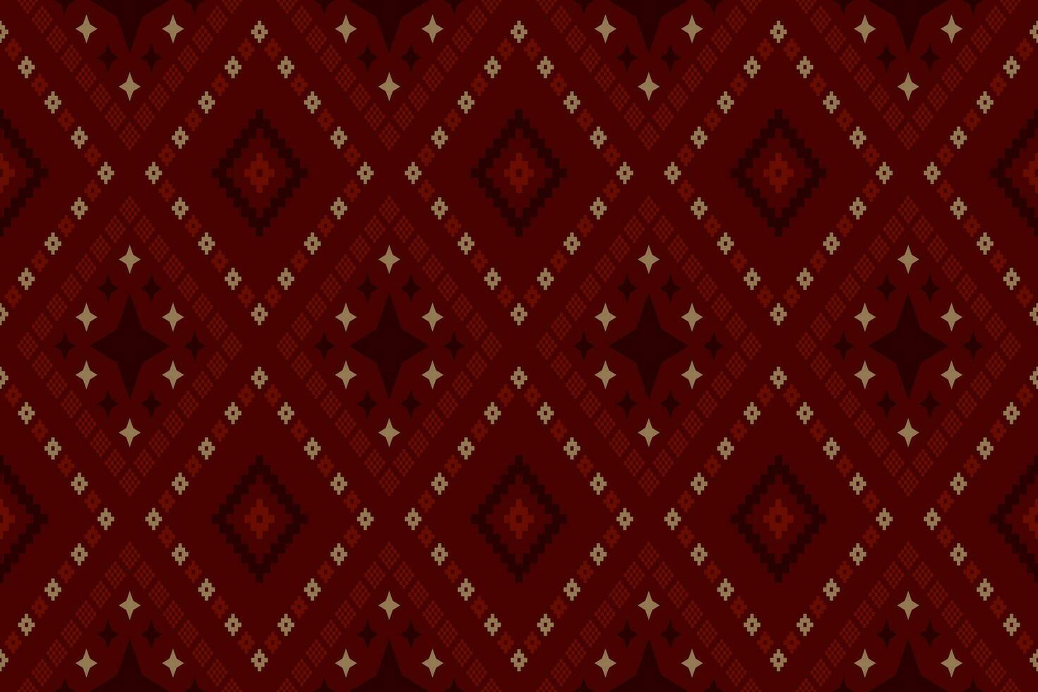 Red traditional ethnic pattern paisley flower Ikat background abstract Aztec African Indonesian Indian seamless pattern for fabric print cloth dress carpet curtains and sarong vector