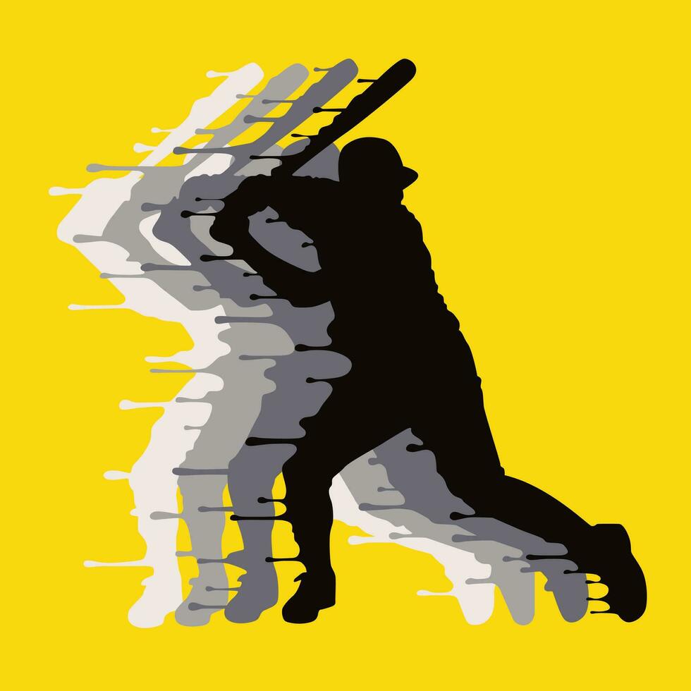 Baseball Player Playing Shot Splash Graphic Vector