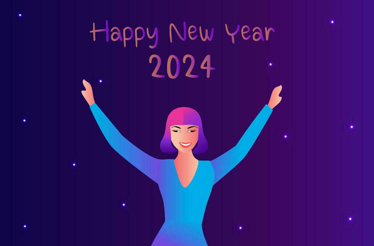 contento nuevo año 2024 celebracion concepto vector ilustración. celebracion festivo temporada concepto.