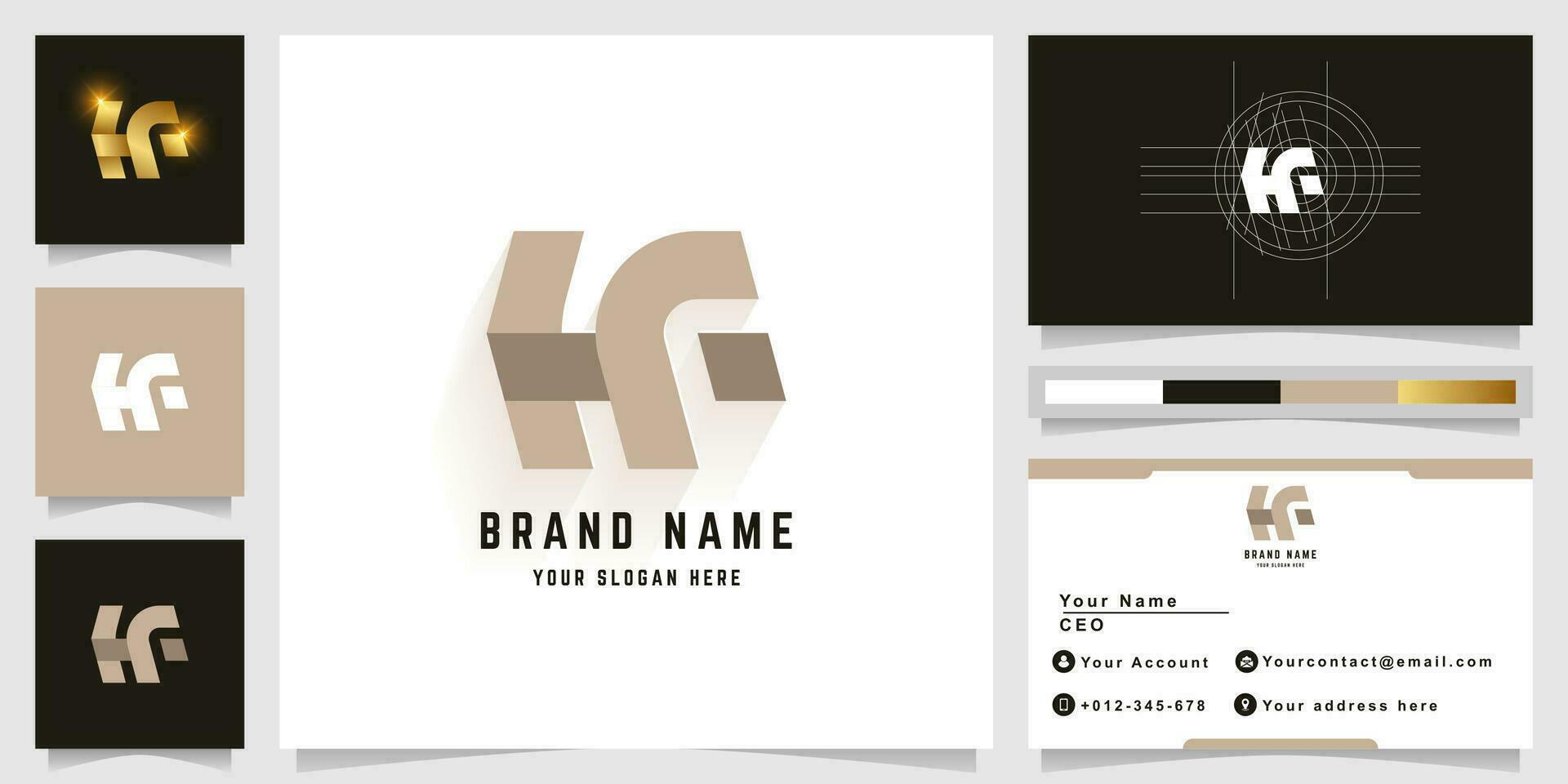 Letter HF or HiF monogram logo with business card design vector
