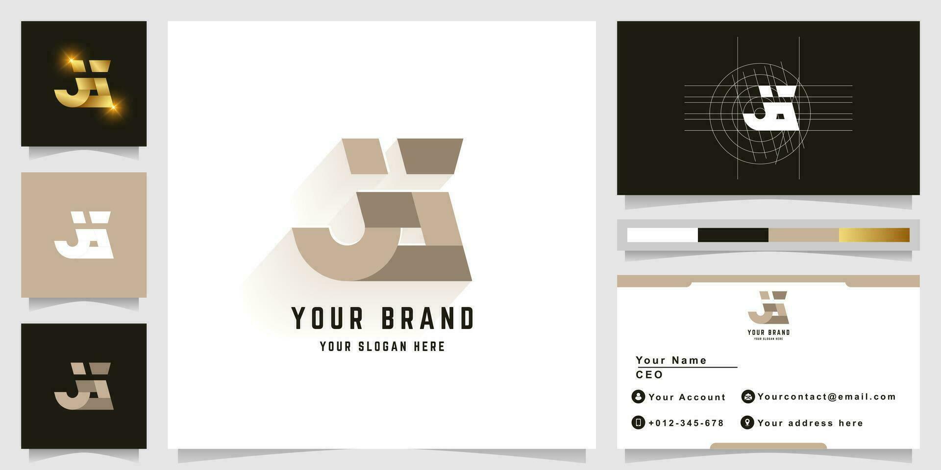 Letter jG or iG monogram logo with business card design vector