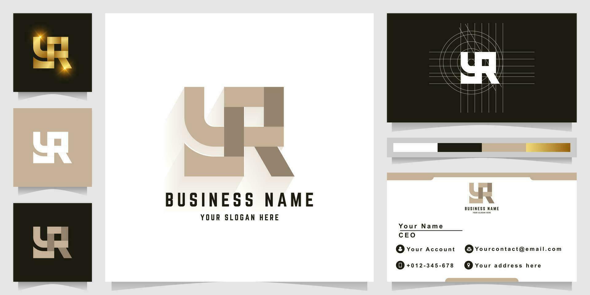 Letter YR or YPR monogram logo with business card design vector